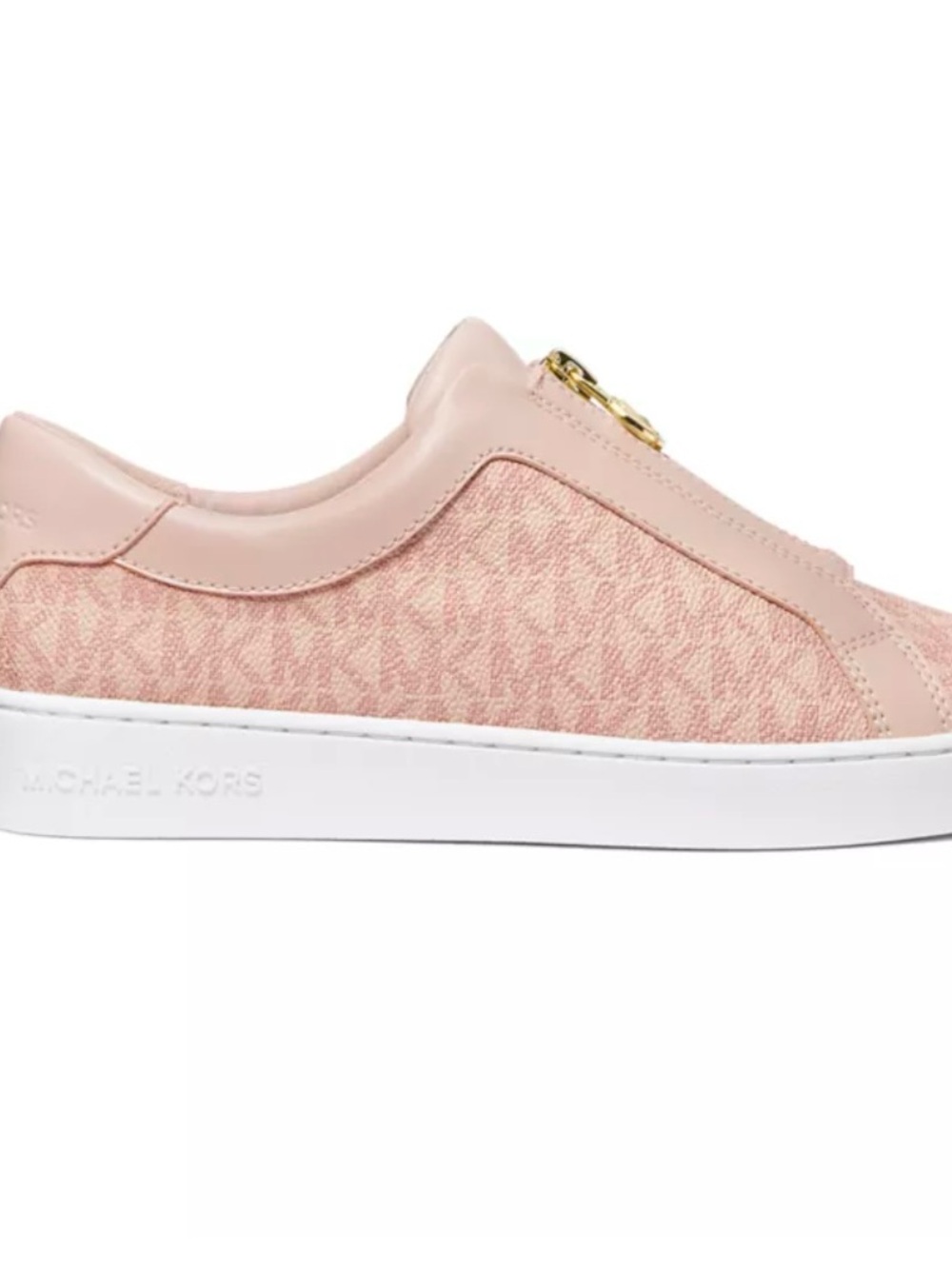 Michael Kors Pink MK Logo Zip-Front Slip-On Sneaker - Picture 3 of 7